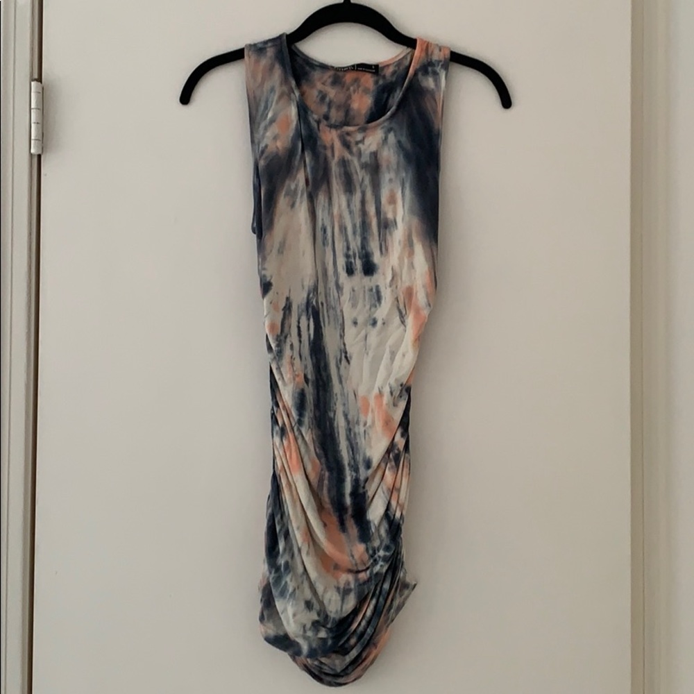 Gypsie knit tie dyed dress with side ruching